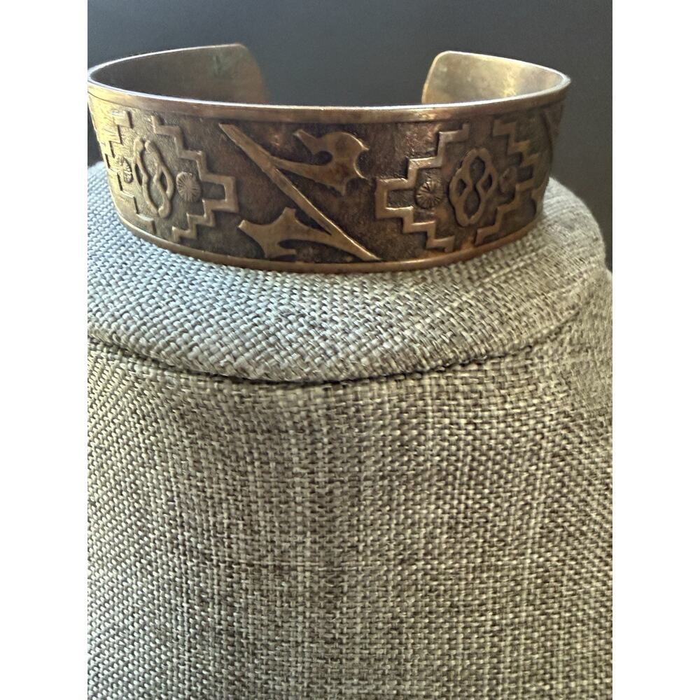 Copper Bangle Bracelet Southwestern Western Geometric Unisex Boho Festival
